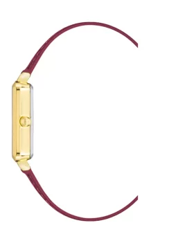 Flash Sale ⭐ Anne Klein Rectangular Gold Tone Metal with Red Genuine Leather Strap ⌚ Watch 🥰 -Deals Anne Klein Store Belk 1002