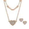 Best deal 👍 Anne Klein Gold Tone Crystal Heart Pendant Necklace and Earrings Set ✔️
