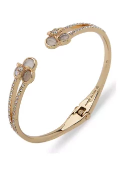 Buy 👍 Anne Klein Gold Tone White 👩 Mother-of-Pearl Hinge Flower Bracelet ❤️