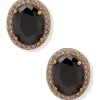 Promo 🧨 Anne Klein Gold-Tone Black Crystal Oval Halo Button Earrings 🛒
