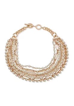 Budget 🎁 Anne Klein Gold-Tone Pearl 23" Link Multi Row Necklace ✨