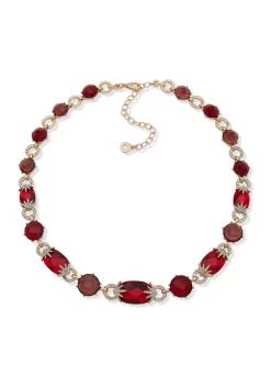 Deals 🌟 Anne Klein Gold-Tone 16" Red Doublet Collar Necklace ✔️