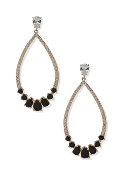 Wholesale 🎁 Anne Klein Gold Tone Black Crystal Drop Post Earrings 😉