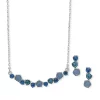 Cheapest 💯 Anne Klein Silver Tone 16+3" Blue Cluster Frontal Necklace and Earrings Set ❤️