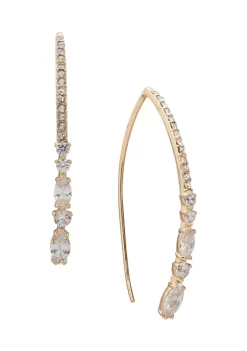Brand new 🛒 Anne Klein Gold Tone Crystal Navette Round Stone Hoop Pieced Earrings 🎁