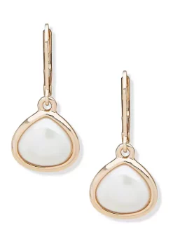 Best Sale 😉 Anne Klein Gold Tone Blanc Pearl Drop Earrings 😉