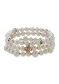 Flash Sale ✔️ Anne Klein Gold Tone White Pearl Stretch Bracelet 😀