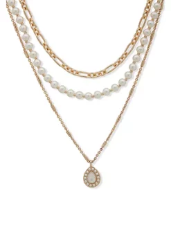 Flash Sale ⌛ Anne Klein Gold Tone Pearl Pendant Necklace ⌛