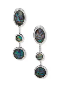 Budget 🌟 Anne Klein Silver Tone Abalone Stone Linear Earrings ✔️
