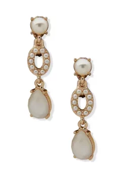 Best Pirce 🛒 Anne Klein Gold Tone Pearl Pear Linear Clip Earrings ✨