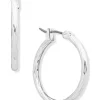 Cheap 🌟 Anne Klein Silver Tone Medium Textured Hoop Earrings ⭐