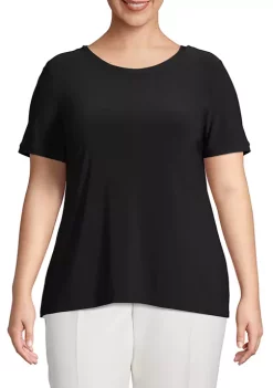 Discount 🥰 Anne Klein Plus Size Solid Button Back T-Shirt 😀