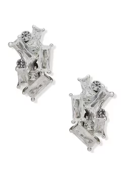 Wholesale 🔥 Anne Klein Silver Tone Crystal Confetti Button Clip Earrings 🧨