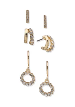 Best reviews of 🔔 Anne Klein Gold Tone Crystal Stud Hoop Drop Trio Set Earrings 🎉
