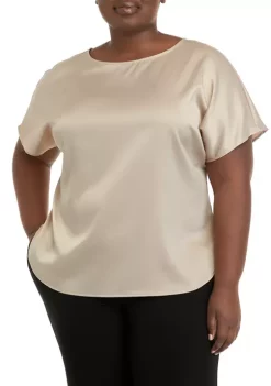 Top 10 🔔 Anne Klein Plus Size Stretch Satin Boat Neck Top 🛒 -Deals Anne Klein Store Belk 1166