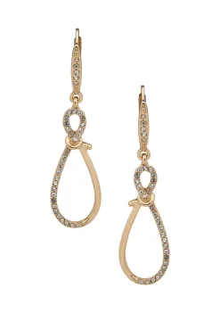 Wholesale ⭐ Anne Klein Gold Tone Crystal Pavé Knot Drop Earrings 👍