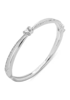 Cheap 💯 Anne Klein Silver Tone Crystal Hinge Bangle with Knot Bracelet 🥰