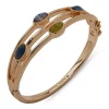 Best Pirce 🥰 Anne Klein Gold-Tone Blue Multi Textured 3 Row Bangle Bracelet 🥰