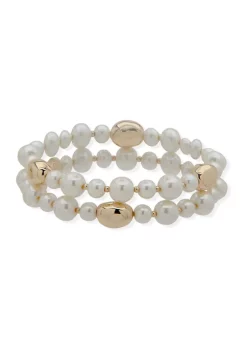 Best reviews of ✨ Anne Klein Pearl and Nugget Stretch Bracelets - Set of 2 😀