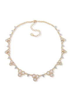 Coupon 😀 Anne Klein Gold Tone 16 Inch White 👩 Mother-of-Pearl Flower Collar Necklace 💯