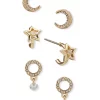 New 😉 Anne Klein Gold Tone Crystal Moon Star Drop Trio Earrings ⭐