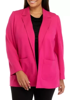 Discount ๐ Anne Klein Plus Size Compression Notch Collar Blazer with Patch Pockets ๐