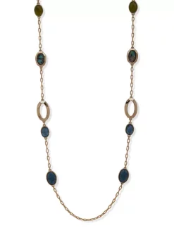Outlet ⭐ Anne Klein Gold-Tone Blue Multi textured Link Strand Necklace 😍