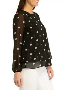 Top 10 🔔 Anne Klein 👩 Women's Double Layer Blouse with Elastic Cuffs 🔔 -Deals Anne Klein Store Belk 1267