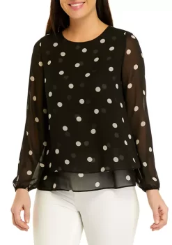 Top 10 🔔 Anne Klein 👩 Women's Double Layer Blouse with Elastic Cuffs 🔔 -Deals Anne Klein Store Belk 1268