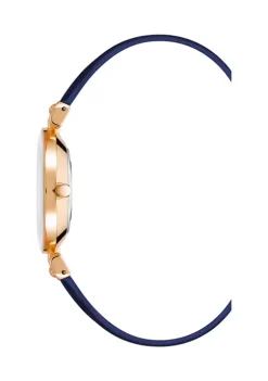 Best Pirce 🔥 Anne Klein Rose Gold Tone Metal with Navy Genuine Leather Strap ⌚ Watch 🛒 -Deals Anne Klein Store Belk 1271