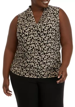 Top 10 😀 Anne Klein Plus Size Printed Triple Pleat Top ✨ -Deals Anne Klein Store Belk 1283