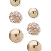 Best deal 🎁 Anne Klein Set of 3 Gold-Tone Crystal Button Earrings ⭐