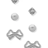 Brand new 🔥 Anne Klein Silver Tone Crystal Pearl Multi Trio Stud Set Earrings 🔥