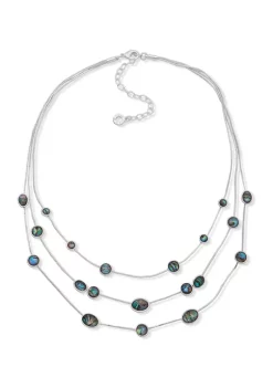 Best reviews of ๐ Anne Klein Silver Tone 16" Abalone Multi Row Necklace ๐