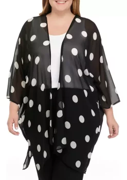 Wholesale ✔️ Anne Klein Plus Size Dot Print Sheer Cardigan 😍