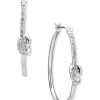 Best deal ⌛ Anne Klein Silver Tone Crystal Click Hoop Earrings with Knot 🌟
