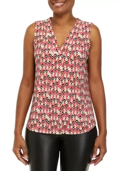 Promo 😀 Anne Klein 👩 Women's Printed Pleat Front 👕 Shirt ⭐