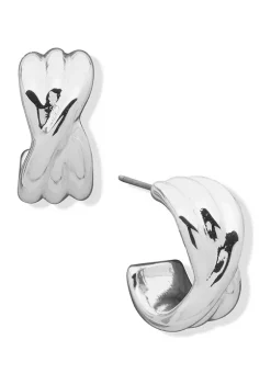 Cheap 🛒 Anne Klein Silver Tone Loose Braid C Hoop Earrings ✨