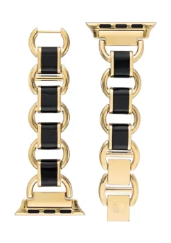 Outlet ✨ Anne Klein Gold-Tone Mixed Metal Chain with Black Enamel compatible with 38/40/41mm Apple ⌚ Watch® 🥰 -Deals Anne Klein Store Belk 1338