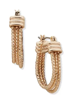 Top 10 👏 Anne Klein Gold Tone 22 Millimeter Texture Click Hoop Earrings 🔥