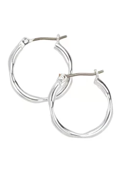 Cheap 👍 Anne Klein Silver Tone Pinched Metal Hoop Earrings 😉