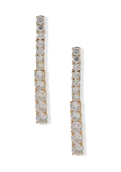Cheapest ❤️ Anne Klein Gold Tone Crystal 4 Prong Round Stone Linear Earrings ✨