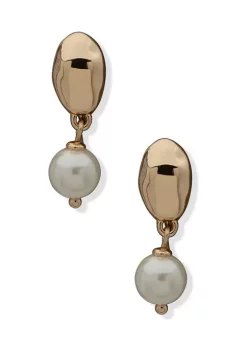 Wholesale ❤️ Anne Klein Gold Tone Nugget with Pearl Drop Earrings 🧨