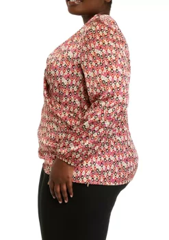 Coupon 💯 Anne Klein Plus Size Faux Wrap Draped Blouse ⭐ -Deals Anne Klein Store Belk 1384