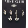Cheapest 🥰 Anne Klein Gold Tone Crystal Flower Pear Stone Stud Hoop Trio Earrings 🤩