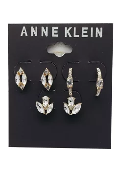 Cheapest 🥰 Anne Klein Gold Tone Crystal Flower Pear Stone Stud Hoop Trio Earrings 🤩