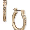 Wholesale ❤️ Anne Klein Gold Tone Crystal Twisted 15 Millimeter Hoop Earrings 🔥