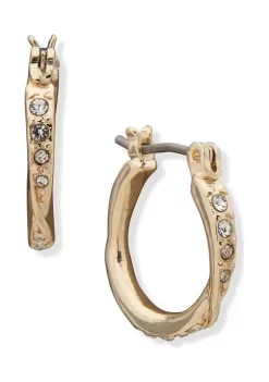 Wholesale ❤️ Anne Klein Gold Tone Crystal Twisted 15 Millimeter Hoop Earrings 🔥