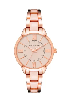 Best Pirce 🥰 Anne Klein Rose Gold Tone Metal with Blush Enamel Bracelet ⌚ Watch 🤩 -Deals Anne Klein Store Belk 1408