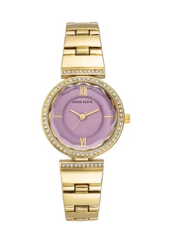 Deals ✔️ Anne Klein Round Lavender 👩 Mother of Pearl Dial Gold Plated Bracelet ⌚ Watch 🎁